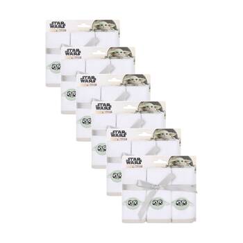 6x 3pc Lucas Film Grogu Star Wars Washcloths 100% Cotton White/Tan
