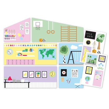 Lundby Creative School Wall Dollhouse Sticker Decals 1:18 Toy Set 5y+