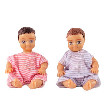 2pc Lundby Toddler Baby Dolls 1:18 Kids Dollhouse Miniature Toy 9x30cm 3y+