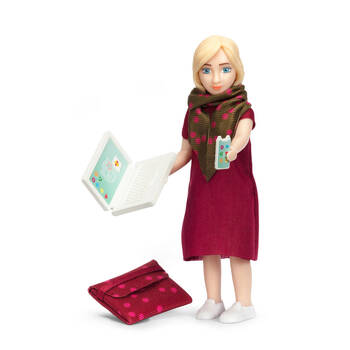 Lundby Woman w/ Laptop & Carry Bag 1:18 Miniature Dollhouse Figure Toy 4y+