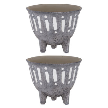 2PK Rogue 15 x 15 x 12cm Zaidan Pot Grey & White