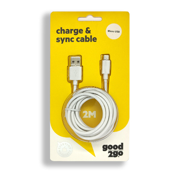 Good 2 Go Charge & Sync 2m Micro USB Cable - White