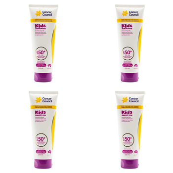 4PK Cancer Council 250ml Kids Sunscreen SPF50+ Body Lotion