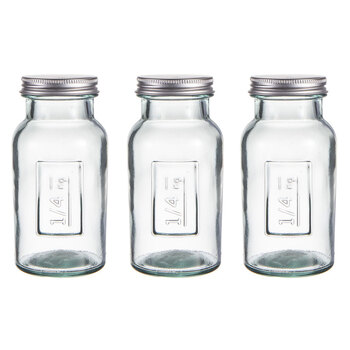 3PK Ladelle Eco Recycled Rustico 250ml Clear Storage Glass Bottle Container