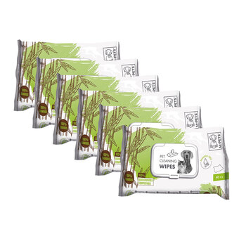 6x 40pc M-Pets 15x20cm Pet Dog/Cat Care Stain Cleaning Hygiene Wipes Towel Bamboo