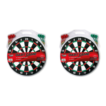 2PK Formula Sports 15'' Dartboard Family Dart Game Set w/ 6-Steel Tip Darts