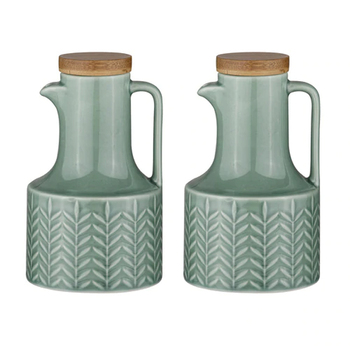 2pc Ladelle Heath Jade Oil & Vinegar Bottle Set 300ml