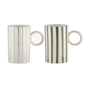 2PK Ladelle Carnival Stripe 11cm Stoneware Mug w/ Handle - Kelly Green