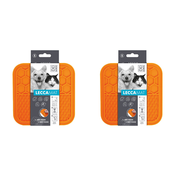 2x M-Pets Lecca 15cm Food Mat Cat/Dog Pet Pad Small - Orange