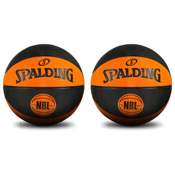 2PK Spalding NBL Coloured Outdoor Play Rubber Basketball Size 5 Orange/Black