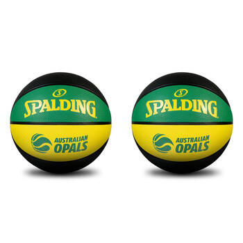 2PK Spalding Australian Opals Outdoor Rubber Basketball Size 6 Yellow/Green