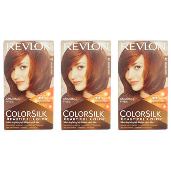 3PK Revlon Colorsilk Permanent Hair Color w/ Keratin 42 Medium Auburn