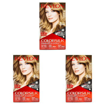 3PK Revlon Colorsilk Permanent Hair Color w/ Keratin 60 Dark Ash Brown