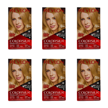 6PK Revlon Colorsilk 3D Permanent Hair Color w/ Keratin 74 Medium Blonde