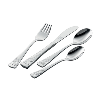 4pc Zwilling Teddy Children Stainless Steel Cutlery Set - Silver