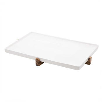 Ladelle Alto Oven To Table Porcelain/Acacia 43cm Sheet Pan w/ Trivet White