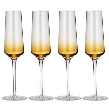 4PK Ladelle Prism 240ml Champagne Glass Drinkware Set - Amber
