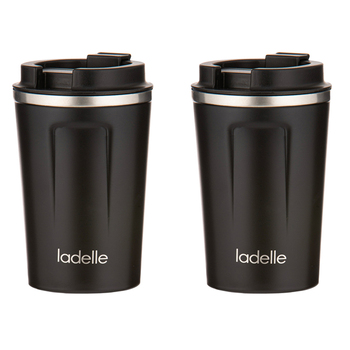 2PK Ladelle Eco Culture Stainless Steel/PP 14cm/350ml Travel Mug - Noir