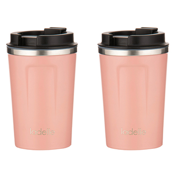 2PK Ladelle Eco Culture Stainless Steel/PP 14cm/350ml Travel Mug - Blush