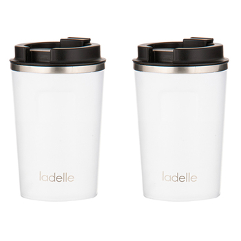 2PK Ladelle Eco Culture Stainless Steel/PP 14cm/350ml Travel Mug - Nougat