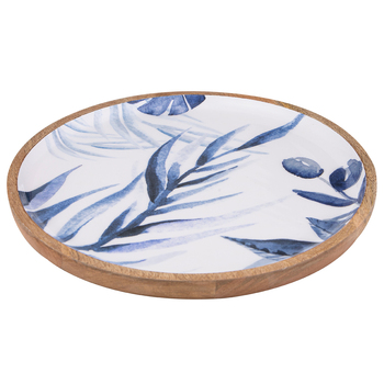 Ladelle Blue Lagoon Premium Mango Wood Round Serving Platter