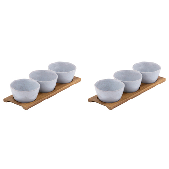 2x 4pc Ladelle Artisan Serving Bowl & Tray Set - Blue