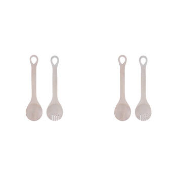 2PK Ladelle Hampton Wooden Spoon & Fork Salad Servers Reusable Serving Utensils