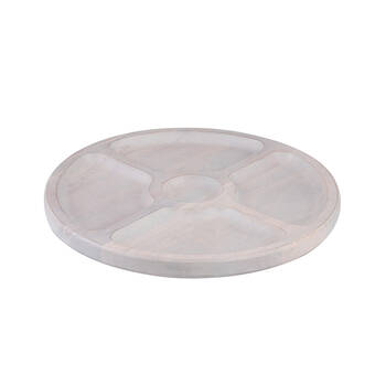 Ladelle Hampton Wooden Sectional Food Serving Divided Platter/Tray Round