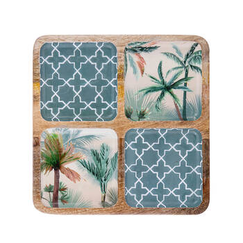 Ladelle Panama Mango Wood Square Sectional Serving Platter Reusable Food Tray