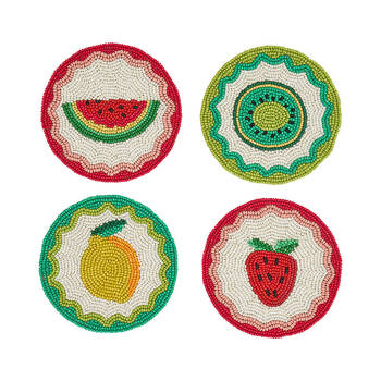 4pc Annabel Trends Glass Beaded 10cm Coasters Set Home Decor - Tropicana