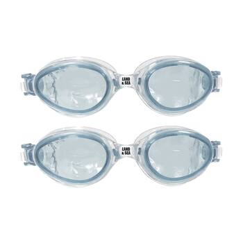2PK Land & Sea Sports Universal Fit Silicone Anti-Fog Swim Goggles Clear