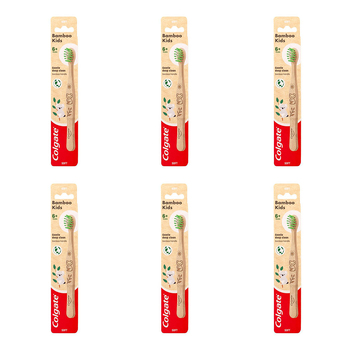 6PK Colgate Toothbrush Bamboo Kids Gentle Deep Clean 6y+