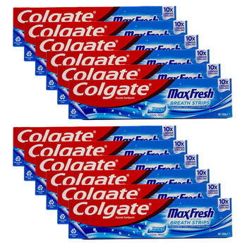 12PK Colgate 200g Toothpaste Max Fresh w/ Mini Breath Strips Cool Mint