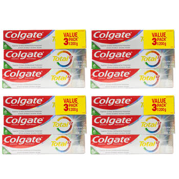 4x 3pc Colgate 200g Toothpaste Total 12 Advanced Clean