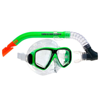 Land & Sea Sports Australia Clearwater Silicone Mask & Snorkel Set Lime 10y+