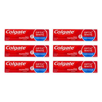 6PK Colgate 125g Toothpaste Optic White Luminous - Fresh Mint