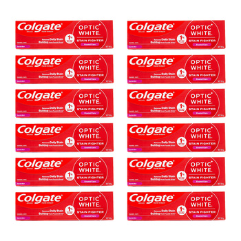 12PK Colgate 100g Toothpaste Optic White Stain Fighter Enamel Care Gentle Mint