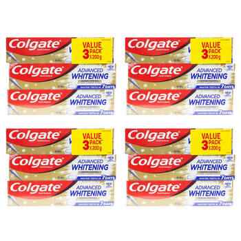 4x 3pc Colgate 200g Toothpaste Advanced Whitening Tartar Control
