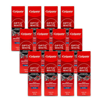12PK Colgate Optic White Infused w/ Charcoal Clean Mint 100g Toothpaste