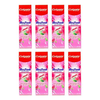 8PK Colgate Toothpaste Max Fresh w/ Mini Breath Strips 100g Watermelon Blast