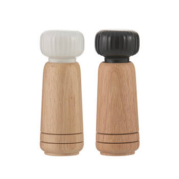 Ladelle Miller Wood Manual Salt & Pepper Grinders Durable Spice Mills Black