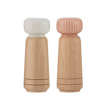 Ladelle Miller Wood Manual Salt & Pepper Grinders Durable Spice Mills Coral