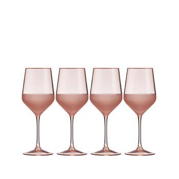 4pc Ladelle Panama Wine Glasses Stemware Set Reusable Glassware Coral 