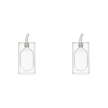 2PK Ladelle Gather Glass Double Wall Oil Dispenser Storage Bottle Reusable Clear