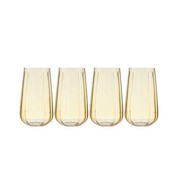 4pc Ladelle Capri Lemon Highball Tumbler Beverage Drinking Glasses Reusable