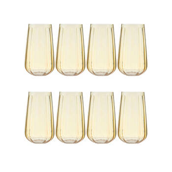 2x 4pc Ladelle Capri Lemon Highball Tumbler Beverage Drinking Glasses Reusable