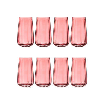 2x 4pc Ladelle Capri Rose Highball Tumbler 550ml Tall Drinking Glass Pink