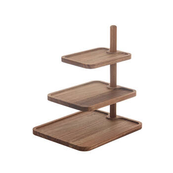 Ladelle Gather Rectangle 3 Tier Serving Tower Multi-Level Snack Stand Brown