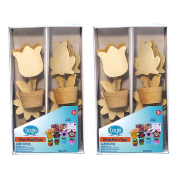 2x 4pc Crafty Kits Wooden Mini Pot Photo Message Clip Set