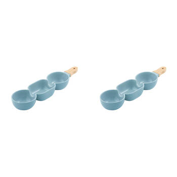2PK Ladelle Alto Serve & Share Pale Blue 3 Part Stick Snack Serving Platter